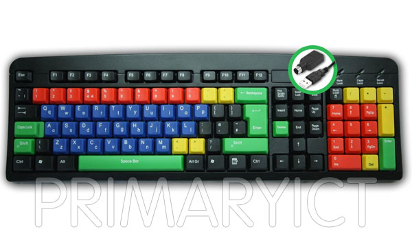 Lowercase & Uppercase Coloured Keyboard PS2/USB (Large Picture)
