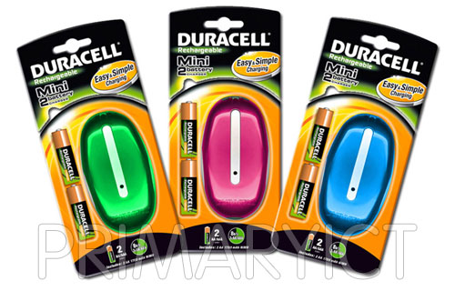 Duracell Mini Colour Battery Charger - Includes 2x AA Batteries (Large Picture)