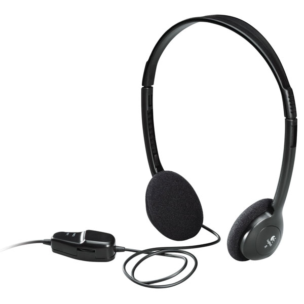 Logitech PC/Computer Stereo Headphones (3.5mm Plug) with Volume Control (Large Picture)