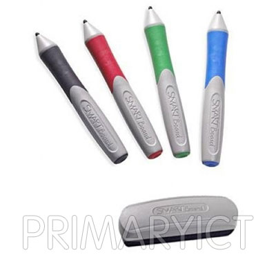 SMART Whiteboard Markers (Black, Blue, Red, Green) & Eraser Set (Large Picture)