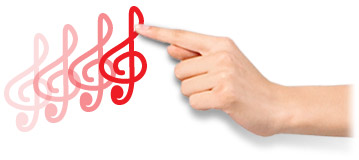 Hand moving with music note