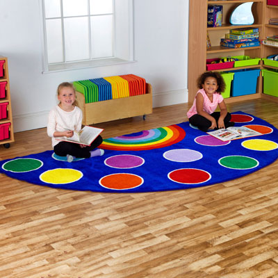 Rainbow Semi-Circle Placement Carpet - 3m x 1.5m - MAT1052