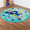 Children of the World Multi-Cultural Circular Carpet - Teal - 2m diameter - MAT1158