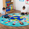 Children of the World Multi-Cultural Circular Carpet - Teal - 2m diameter - MAT1158