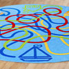 Rainbow Colour Tubes Circular Carpet - 2m diameter - MAT1228