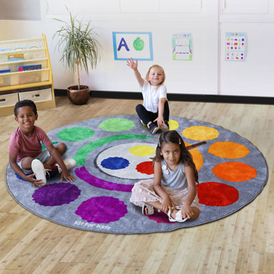 Rainbow Colour Wheel Circular Carpet - 2m diameter - MAT1223