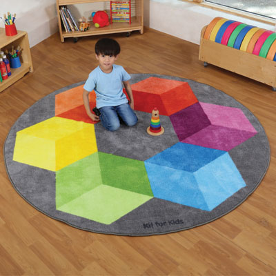 Rainbow Polygons Circular Carpet - 2m diameter - MAT1204