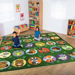 Woodland Animals Placement Square Carpet - 3m x 3m