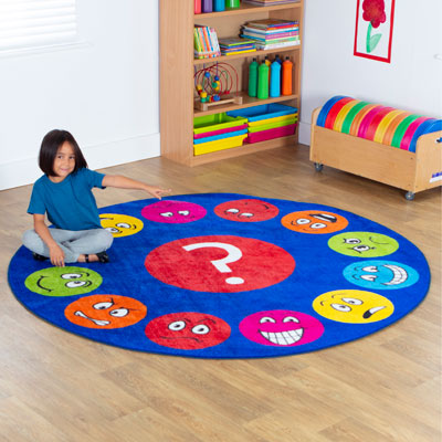 Emotions Faces Circular Placement Carpet - 2m diameter - MAT1196