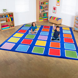 Rainbow Squares Rectangular Placement Carpet - 3m x 3m