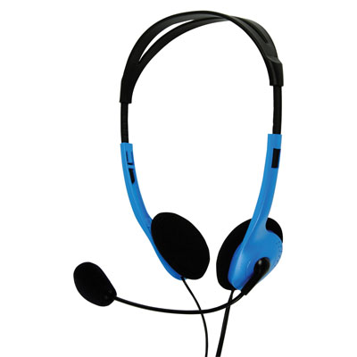Multimedia Headphones with Flexible Microphone - in Blue (Pack of 40) - CHST100BU/40