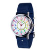 EasyRead Time Teacher Alloy Wrist Watch - Rainbow Face - 12/24 Hour - Navy Strap