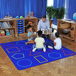 Essentials Rainbow Geometric Carpet - 2m x 2m - with Indoor/Outdoor Backing
