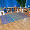 Essentials Rainbow Squares Carpet - 3m x 2m - with Indoor/Outdoor Backing - MAT1268