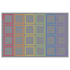 Essentials Rainbow Squares Carpet - 3m x 2m - with Indoor/Outdoor Backing - MAT1268