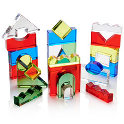 Colour Crystal Block Set - Set of 25 with Plane Mirror