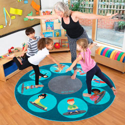Yoga Position Circular Placement Carpet - 2m diameter