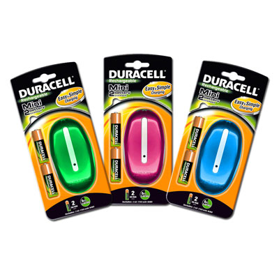 Duracell Mini Colour Battery Charger - Includes 2x AA Batteries - DUR-CEF20MINI-CHARGER
