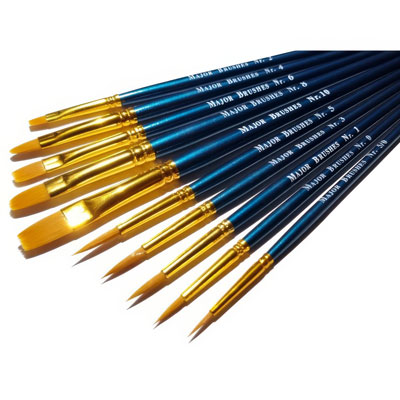 Synthetic Sable Assorted Brushes - Set of 10 - MB591FR-10