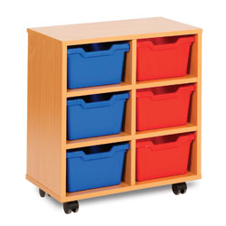 6 Cubby Tray Storage Unit