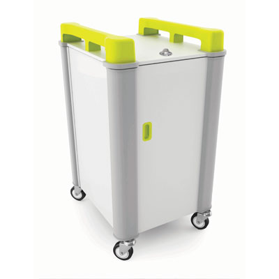 LapCabby 10 Bay Laptop Charging Trolley (Vertical) - with Lime Green Handles - LAP10V-LI