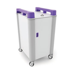 LapCabby 10 Bay Laptop Charging Trolley (Vertical) - with Purple Handles