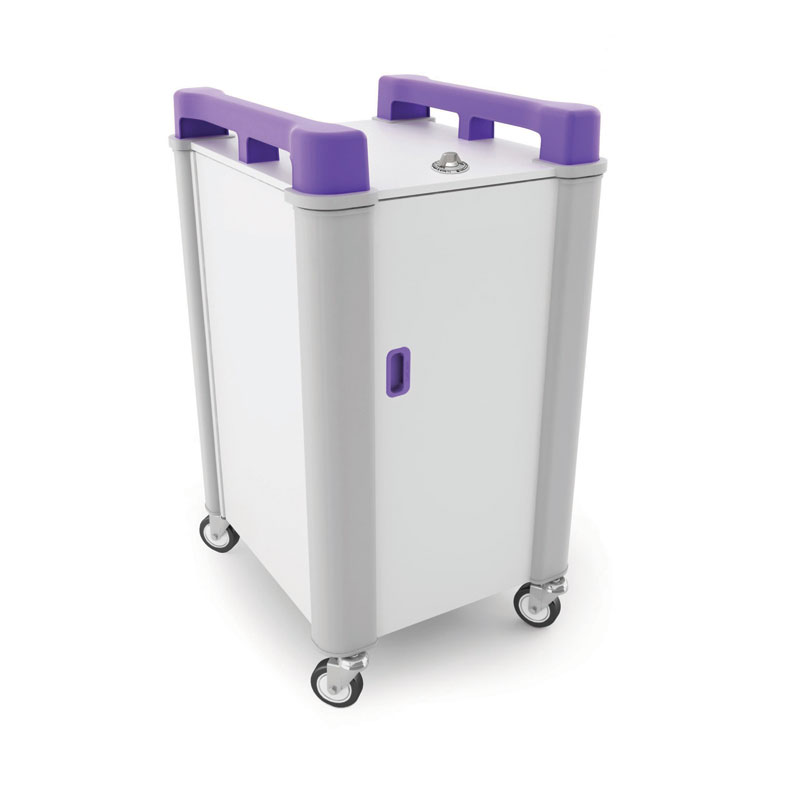 LapCabby 10 Bay Laptop Charging Trolley (Vertical) - with Purple Handles - LAP10V-PU