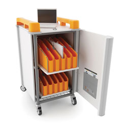 LapCabbymini 20 Bay Netbook Charging Trolley (Vertical) - with Orange Handles