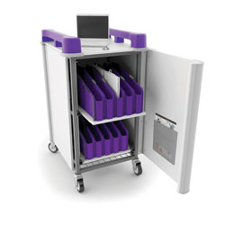 LapCabbymini 20 Bay Netbook Charging Trolley (Vertical) - with Purple Handles