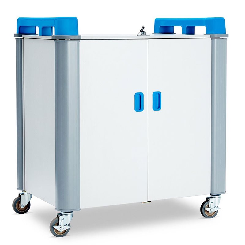 LapCabby 20 Bay Laptop Charging Trolley - with Blue Handles - LAP20V-BL