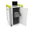 LapCabby 16 Bay Laptop Charging Trolley - with Lime Green Handles & Sliding Drawers (Horizontal Storage) - LAP16H-LI