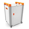 LapCabby 16 Bay Laptop Charging Trolley - with Orange Handles & Sliding Drawers (Horizontal Storage) - LAP16H-OR