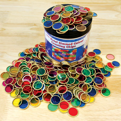 Colourful Transparent Chips with Metal Rims - Set of 500 - CD50293
