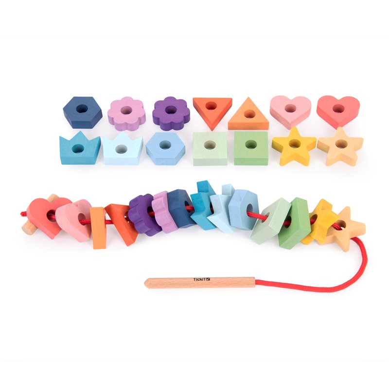 Rainbow Wooden Lacing Shapes - 28 pieces and 1 lace - CD73564