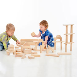 Jumbo Rubberwood Blocks - Set of 54 Pieces with Storage Tray