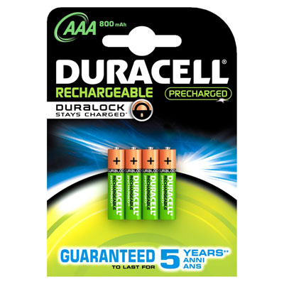 Duracell DuraLock Rechargeable AAA Batteries 800mAh (Pack of 4) - DUR-800-AAA-4