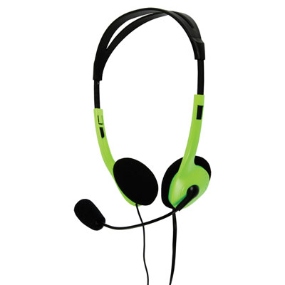 Multimedia Headphones with Flexible Microphone - in Green - CHST100GN