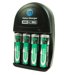 Value Battery Charger - Includes 4x AA Batteries