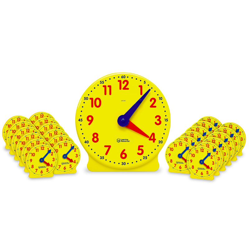 Big Time Classroom Geared Clock Bundle includes 1x Teacher & 24x Mini