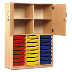 24 Single Tray Cupboard - Half-Height Locking Doors