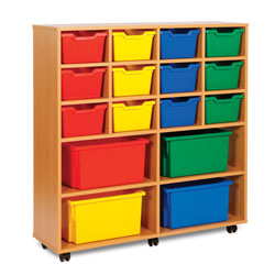 12 Cubby Tray Storage Unit with 4 Extra Deep Trays