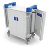 TabCabby 32HC Compact Tablet Compact Charging Trolley - Fixed Horizontal Storage - with Blue Trim Only - TABCAB32HC