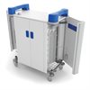 TabCabby 32HC Compact Tablet Compact Charging Trolley - Fixed Horizontal Storage - with Blue Trim Only - TABCAB32HC