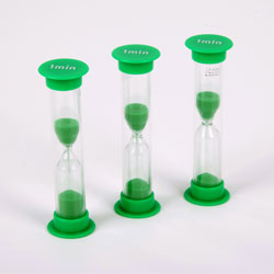 Set of 3 Mini Sand Timers - 1 Minute - Green