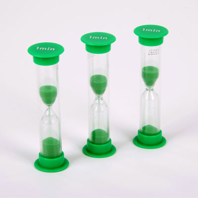 Set of 3 Mini Sand Timers - 1 Minute - Green - CD92001