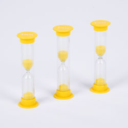 Set of 3 Mini Sand Timers - 3 Minute - Yellow