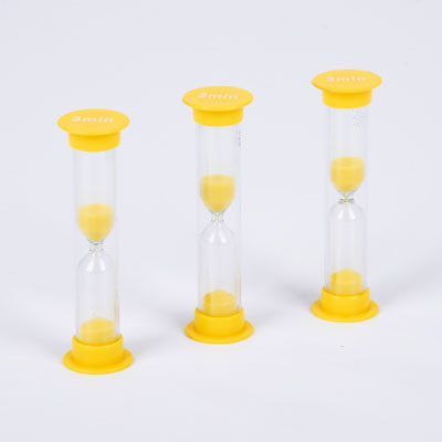 Set of 3 Mini Sand Timers - 3 Minute - Yellow - CD92002