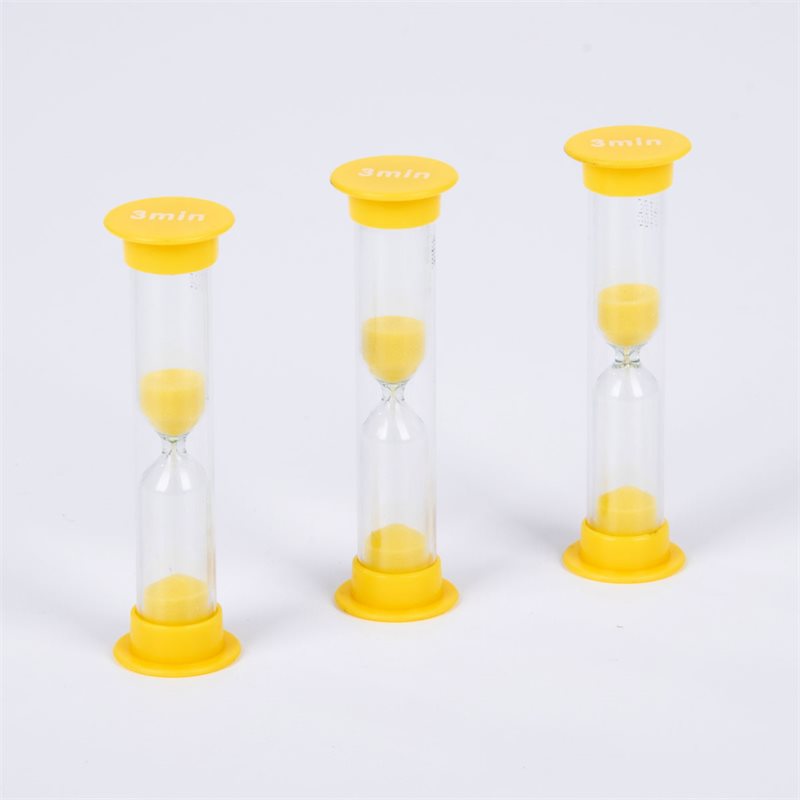 Set of 3 Mini Sand Timers - 3 Minute - Yellow - CD92002