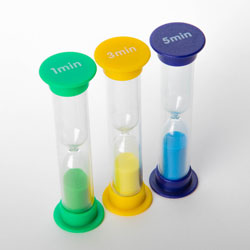 Set of 3 Mixed Mini Sand Timers - 1, 3 & 5 Minute