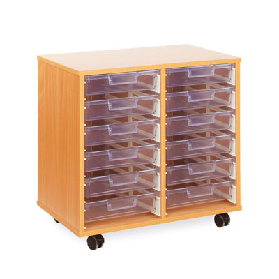 12 Shallow Tray Storage Unit - with Clear Shallow Trays - CE0124MCL